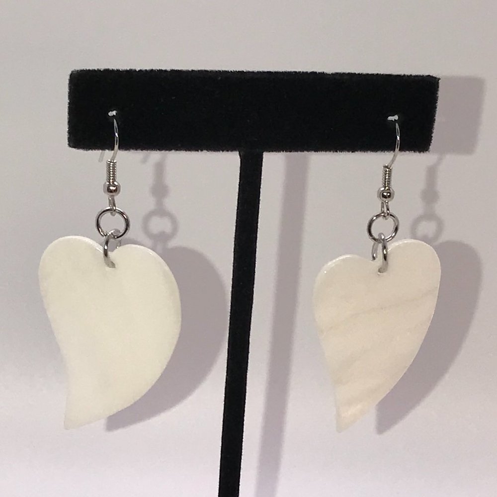 Mother Of Pearl Heart Dangle Earrings